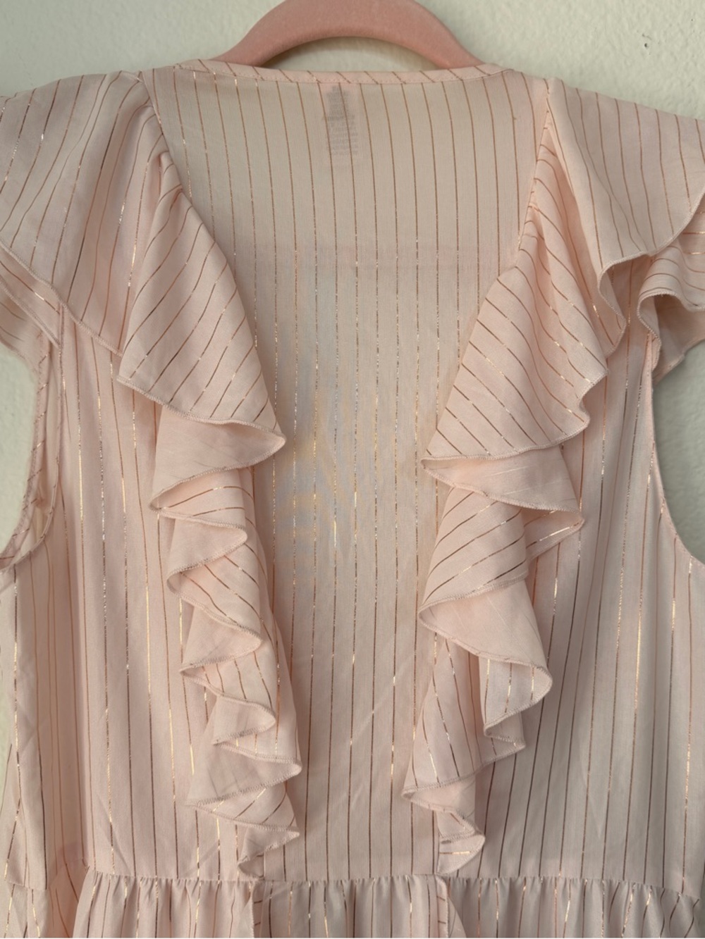 Victoria’s Secret Blush Pink Sheer Ruffle Robe Stripe Tie Front Coquette Fairy S - Picture 9 of 15